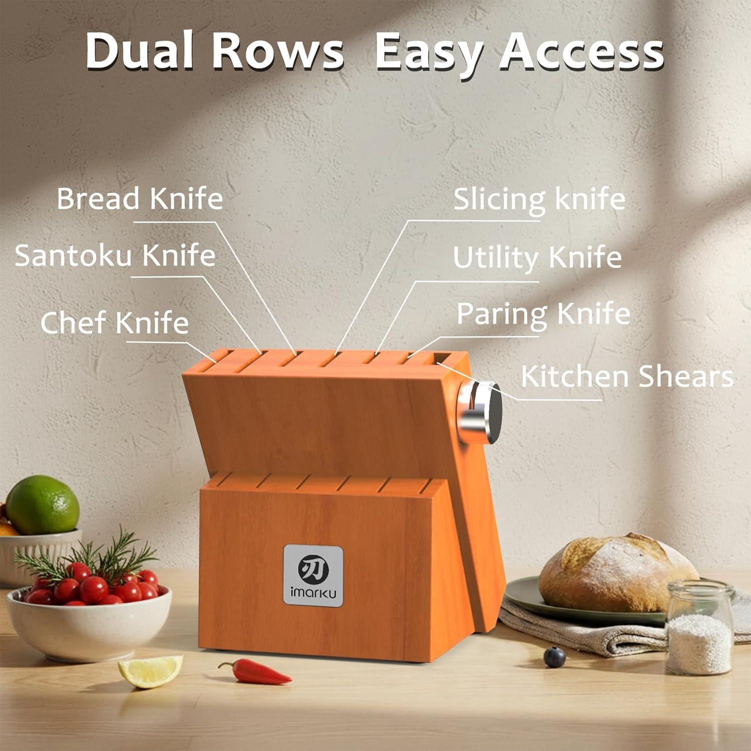 image:imageimarku 14Piece Premium Knife Block Set Black Kitchen Knife Set with Block and Buildin Sharpener HighCarbon Stainless Steel Knives for Lasting Sharpness Dishwasher Safe Gift for MenBrown