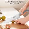 imarku 14-Piece Premium Knife Block Set, Black Kitchen Knife Set with Block and Build-in Sharpener, High-Carbon Stainless Steel Knives for Lasting Sharpness, Dishwasher Safe, Gift for Men(Grayish White)