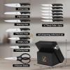 imarku 14-Piece Premium Knife Block Set, Black Kitchen Knife Set with Block and Build-in Sharpener, High-Carbon Stainless Steel Knives for Lasting Sharpness, Dishwasher Safe, Gift for Men(Pure Black)