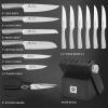 imarku 14-Piece Premium Knife Block Set, Black Kitchen Knife Set with Block and Build-in Sharpener, High-Carbon Stainless Steel Knives for Lasting Sharpness, Dishwasher Safe, Gift for Men(Black)