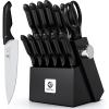 imarku 14-Piece Premium Knife Block Set, Black Kitchen Knife Set with Block and Build-in Sharpener, High-Carbon Stainless Steel Knives for Lasting Sharpness, Dishwasher Safe, Gift for Men(Pure Black)
