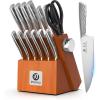 imarku 14-Piece Premium Knife Block Set, Black Kitchen Knife Set with Block and Build-in Sharpener, High-Carbon Stainless Steel Knives for Lasting Sharpness, Dishwasher Safe, Gift for Men(Brown)