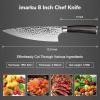 imarku 8 Inch Chef Knife, Hand-Hammered Japanese Kitchen Knife, High Carbon Steel Chef’s Knife with Powder Steel Edge, Ultra Sharp Cooking Knife with Ergonomic Handle for Professional & Home Chefs