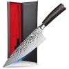 imarku 8 Inch Chef Knife, Hand-Hammered Japanese Kitchen Knife, High Carbon Steel Chef’s Knife with Powder Steel Edge, Ultra Sharp Cooking Knife with Ergonomic Handle for Professional & Home Chefs